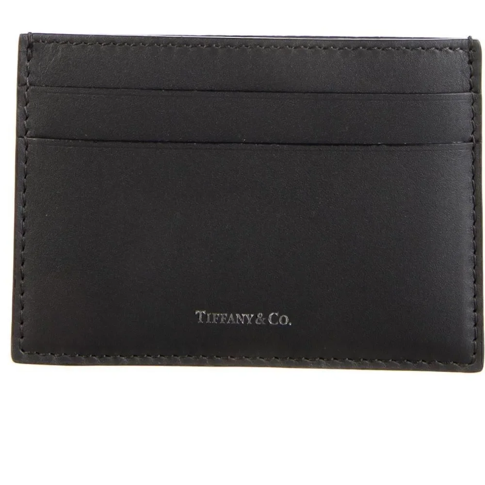 Tiffany & Co. Card Holder Wallet - Gray Leather - New